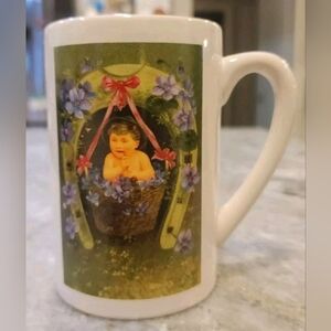 Vtg  St. Patrick’s Day “Good Luck” mug Horse shoe Victorian Trading Co
